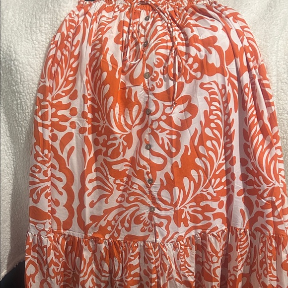 Women's Orange Floral Tiered Maxi Skirt - Picture 3 of 9